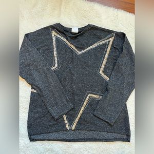 Zara lightweight girls gray sweater with sequin star size 11-12